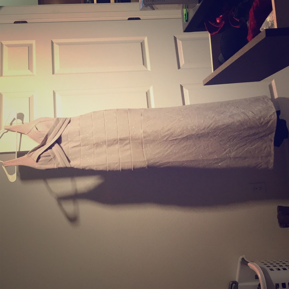 Creme/sparkly, Medium Prom Dress